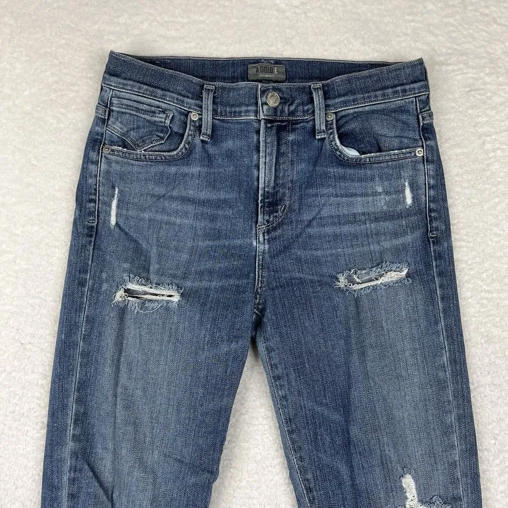 AGOLDE Jeans Womens 27 Blue Medium‎ Wash Sophie Skinny Stretch Distressed Denim
